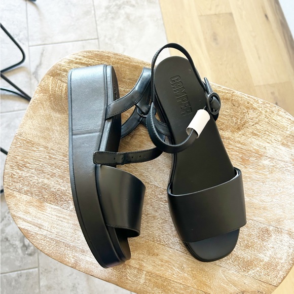 New Camper Misia Leather Wedge Sandals - Picture 2 of 4